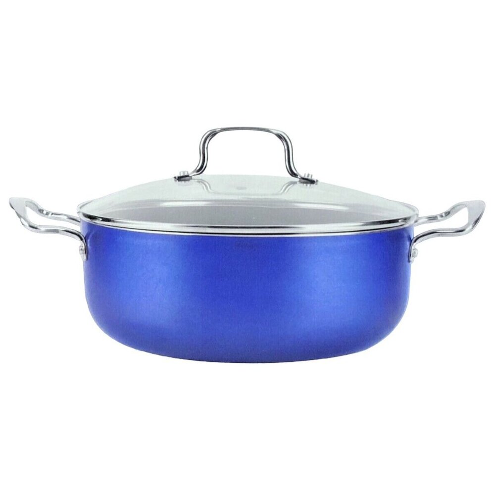 Dutch Oven 4.5 Qt with Glass Lid, Cobalt Blue Non-Stick Oven Safe Servappetit